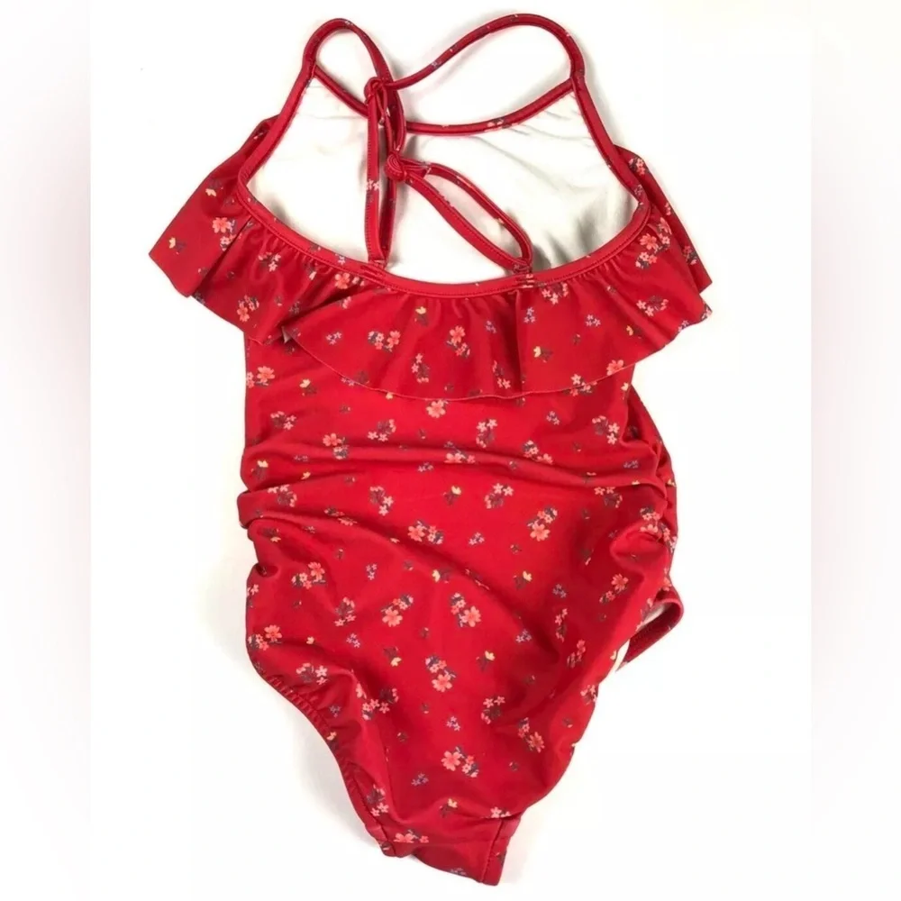 Seafolly, Girl’s Itsy Bitsy Ditsy Red Floral One Piece Swimsuit, Size US 2